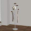 White Metal Floor Standing Coat Rack With Hooks Hanging Hat And Clothes Near Window Blinds