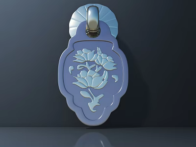 Elegant Purple Decorative Handle with Intricate Lotus Carving Design 3d model