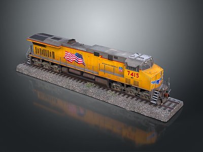 industrial LOFT train vintage train locomotive head steam train 3d model