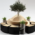 Casual Sofa Set With Wave Design Beige And Black Seats Green Plants In Bright Room