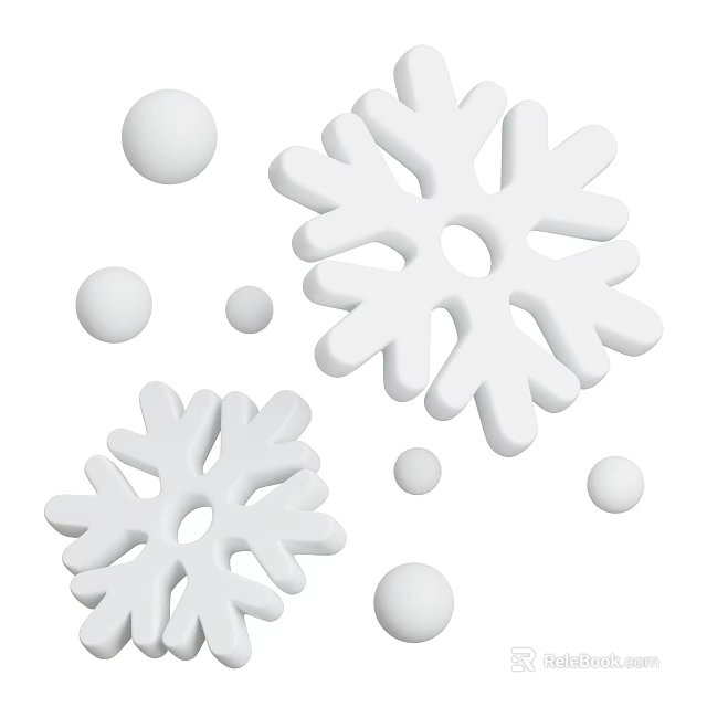 Decorative Ornament Set with Snowflake Shaped and Round White Pieces for Home Decor 3d model 