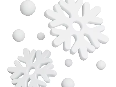 Decorative Ornament Set with Snowflake Shaped and Round White Pieces for Home Decor 3d model