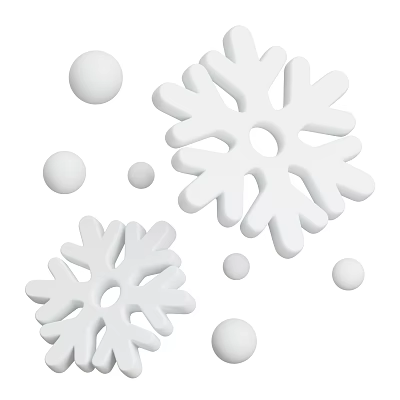 Decorative Ornament Set with Snowflake Shaped and Round White Pieces for Home Decor 3d model