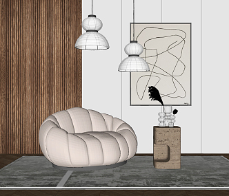 Modern Lazy Sofa Side Chandelier Hanging Picture 3d model