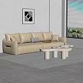 Modern Multiplayer Sofa Leather Sofa Coffee Table Combo 3d model