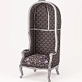 Dark Brown Patterned Accent Chair With Silver Metal Frame And Comfortable Cushion