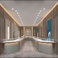 Luxury Modern Jewelry Store Interior With Glass Display Cases And Ambient Lighting