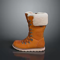 Warm Brown Leather Boots with Fleece Lining and Lace Up Design Daily Use Essential