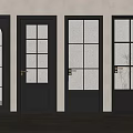 Black Interior Doors With Different Glass Panel Designs And Handles 3d model