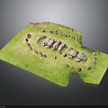 Ancient Stone Circle Site With Arranged Standing Stones And Grass Terrain