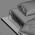 Minimalist Wooden Bed Frame With Linen Bedding Soft Pillows And Cozy Duvet