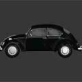 Classic Silver Beetle Car Featuring Red Interior On Dark Shiny Background