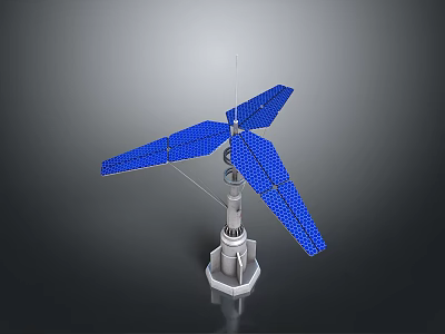 Computer Cooling Fan With Blue Blades And Metal Base For Efficient Heat Dissipation 3d model