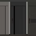 Modern Black Security Door With Vertical Stripes And Black Door Handles In Indoor Entrance