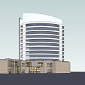 Modern Curved Multi Storey Building With Base Structure And Entrance Windows 3d model