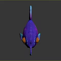 Vibrant Fantasy Fish with Purple Pink Body Blue Spots Large Eyes and Blue Antenna