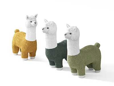 Cute Alpaca Shaped Kids Chair With Soft Plush Material And Multiple Colors 3d model