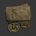 Sacks of Potatoes Filled With Fresh Tubers Stacked on Dark Background