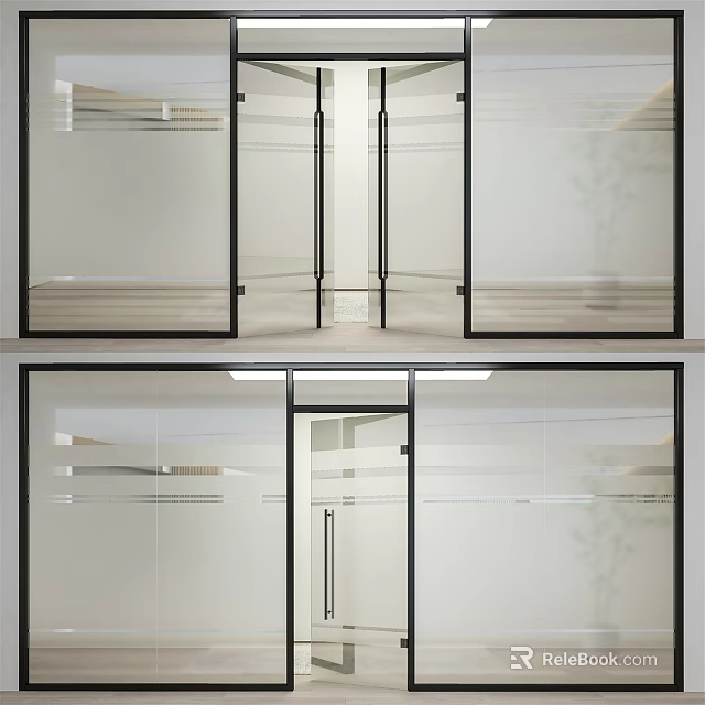 Modern Glass Door Wardrobe Design With Open Shelves And Storage Space 3d model 