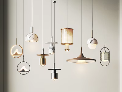 Modern Stylish Pendant Lights With Unique Shapes And Artistic Designs For Interior Spaces 3d model