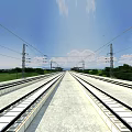 Railway Tracks And Concrete Platform Featuring Overhead Lines And Steel Poles