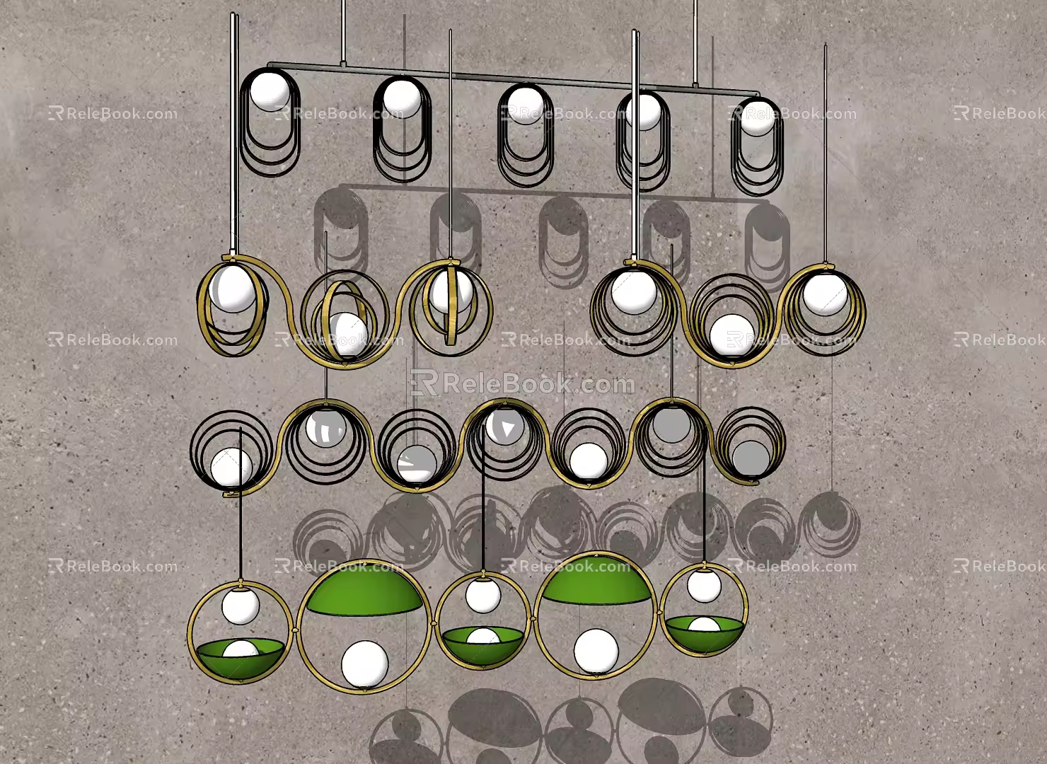 Modern chandelier bulb chandelier combination 3d model
