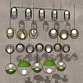 Modern chandelier bulb chandelier combination 3d model