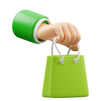 Modern Shopping Bag Cartoon Shopping Bag Cartoon Small Gesture Cartoon Small Hand 3d model