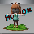 Cute Cartoon Character With Orange Hair Wearing Glasses Turquoise Top And Green Platform HOLO Text