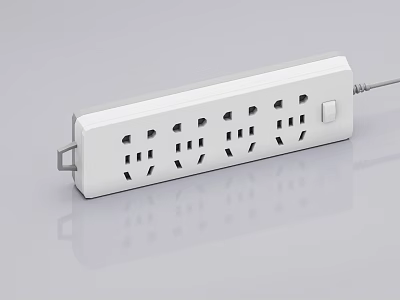 White Power Strip With Multiple Outlets And Switch For Office Electrical Use 3d model