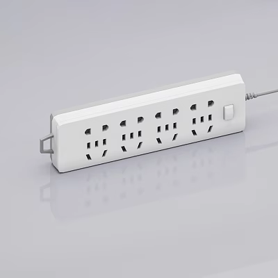 White Power Strip With Multiple Outlets And Switch For Office Electrical Use 3d model