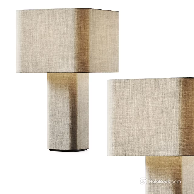 Modern Table Lamps With Fabric Shades And Textured Bases In Neutral Colors 3d model 