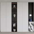 Modern Bookcase Design With White And Black Panels And Marble Accent For Living Room