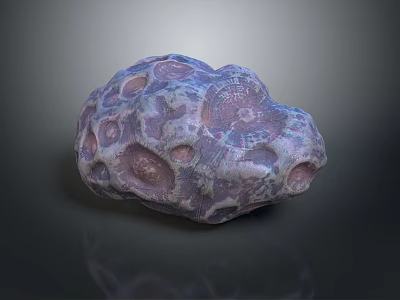 Natural Wood Stone with Unique Holes and Intricate Purple Surface Texture Design 3d model