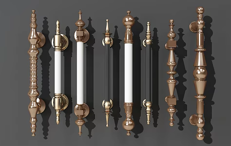 European style door handle classical hotel hardware door handle set 3d model