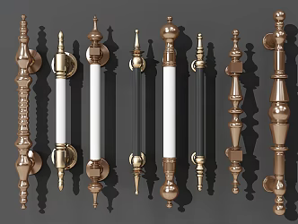 European style door handle classical hotel hardware door handle set 3d model
