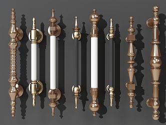 European style door handle classical hotel hardware door handle set 3d model