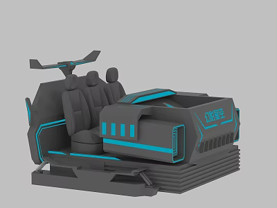 Futuristic Gaming Seat With Black Blue Accents And Control Panel Design 3d model
