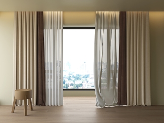 Modern Cream Curtain Gauze Curtain Transparent Curtain Cloth Curtain Fabric Curtain 3d model