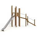 Outdoor Wooden Playground Equipment with Slide Ladder Rope and Climbing Frame