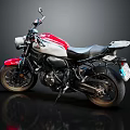 Red and White Vintage Motorcycle With Black Seat And Sleek Alloy Wheels Design