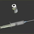 Medical Syringe And Vaccine Vial For Injection Use On Black Surface