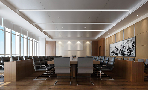 Modern Conference Room Projection Screen Conference Table Conference Chair Office Chair Office Decorative Painting Hanging Painting 3d model