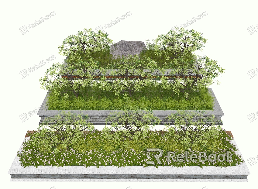 Modern flower bed green flower pond flower bed flower box flower pond shrub model