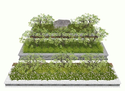 Modern flower bed green flower pond flower bed flower box flower pond shrub 3d model