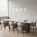Modern Flos Dining Table and Chair Simple Dining Table and Chair Chandelier 3d model