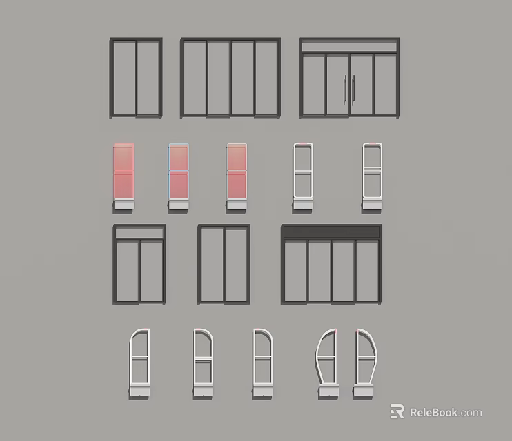 Various Home Window Designs Including Sliding Casement And Glass Panel Styles 3d model 