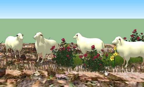 Modern sheep flock 3d model