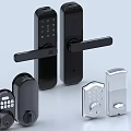Smart Door Handle With Keypad Black And Silver Modern Design Options 3d model