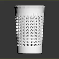 Three White Storage Baskets with Different Hollow Out Patterns for Home Organizing 3d model